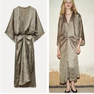 Zara Olive Green Draped Dress